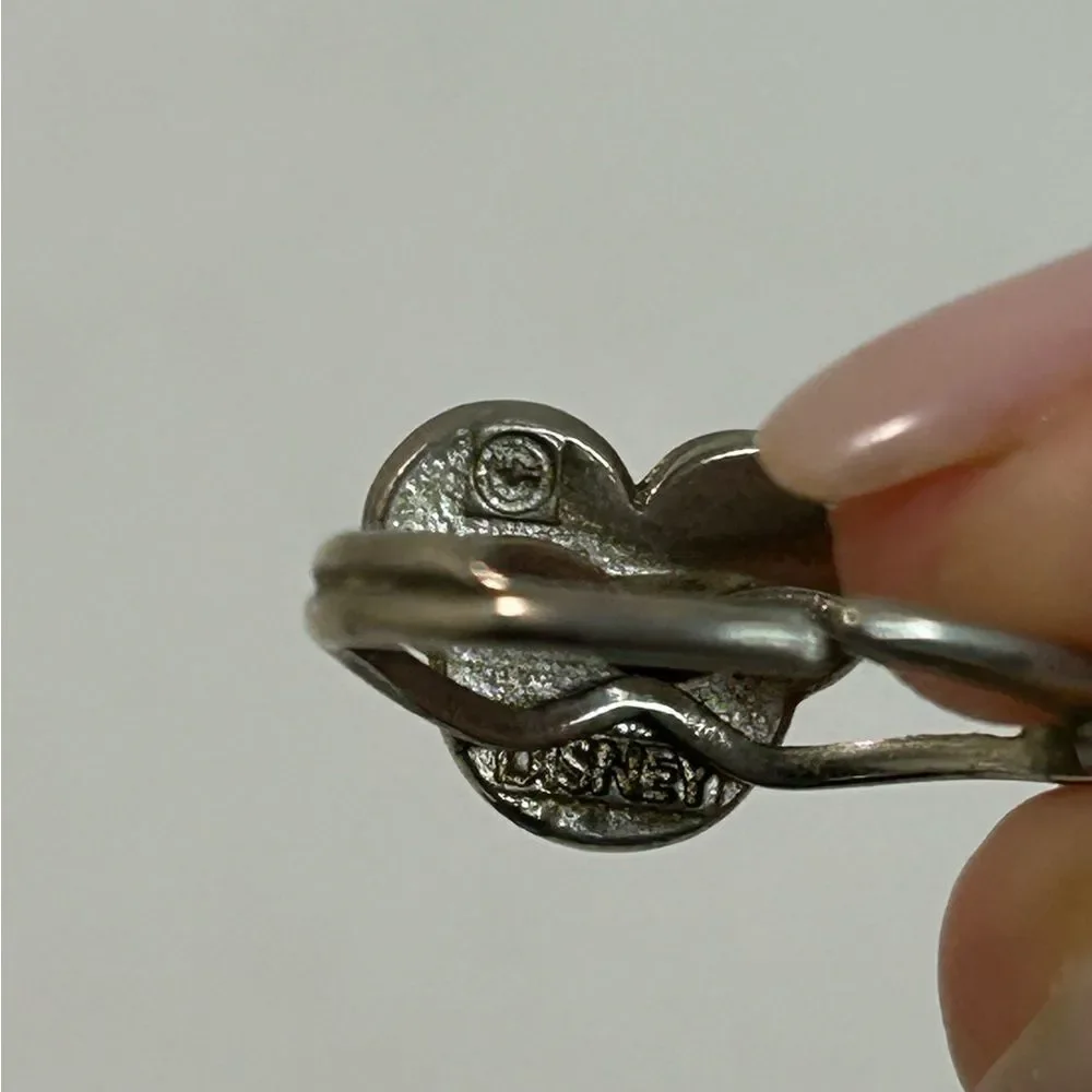 Disney Mickey Mouse Silver Tone Black Glitter Mouse Ears Ring Adjustable